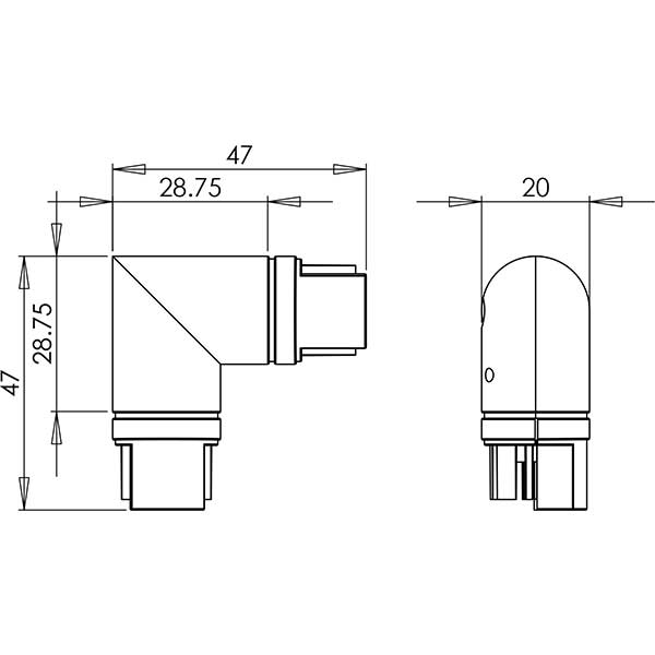 metroled rotating corner b cad